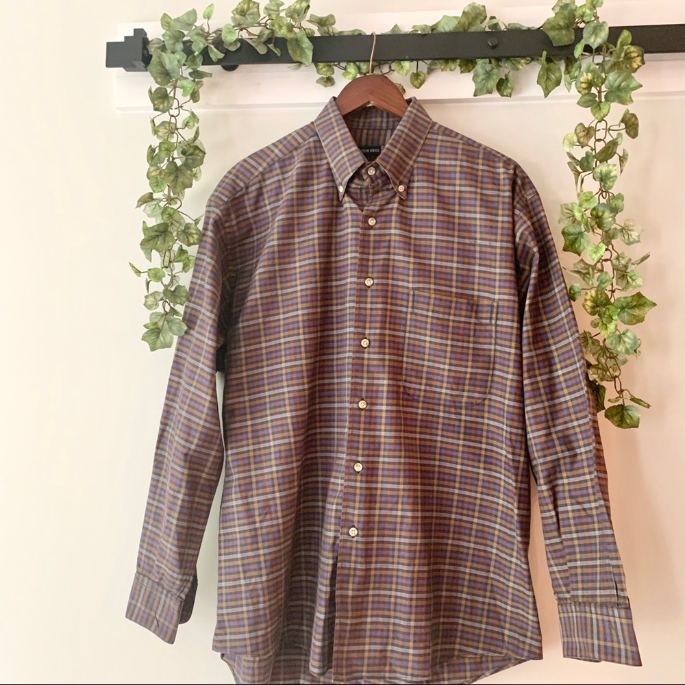 GITMAN BROTHERS Plaid Check Button Down Shirt L